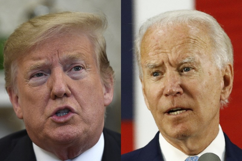 A compositie image of US President Donald Trump and 2020 Democratic nominee former vice president Joe Biden