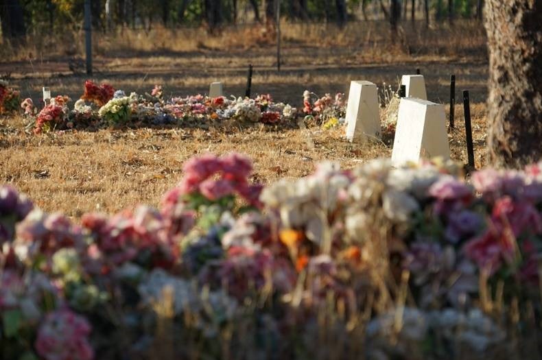 Headstones in a cemetery