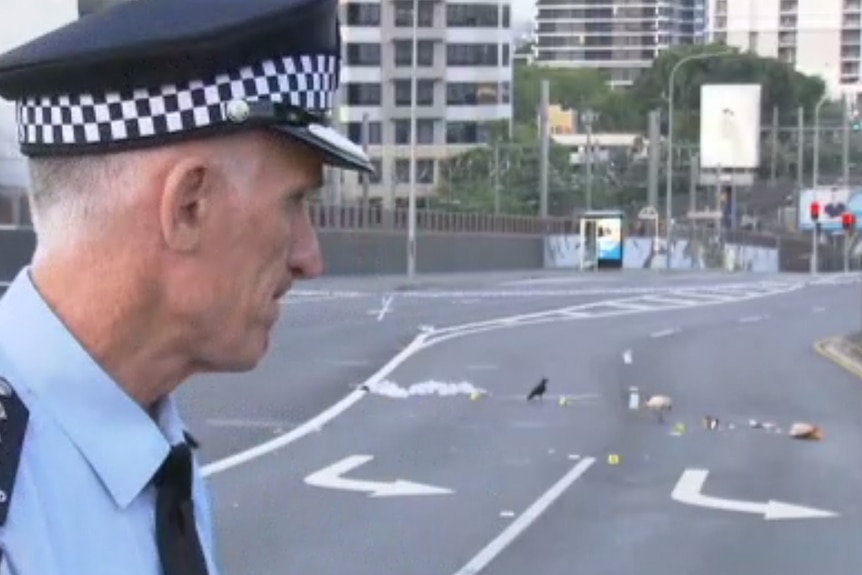 Inspector Bragg at the scene of the stabbing on Milton Road