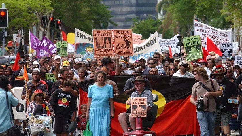 Protest in Brisbane over the death in custody of Mulrunji Doomadgee
