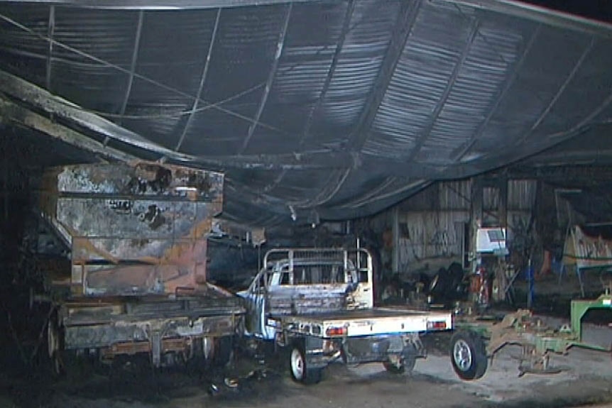 Farm machinery destroyed by fire