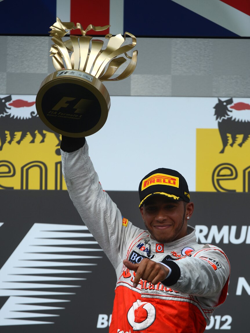 Hamilton on the podium  in Hungary
