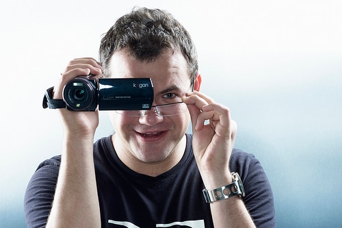Ruslan Kogan displays a Kogan camera.