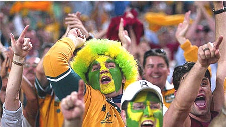 Australian fans cheer Wallabies