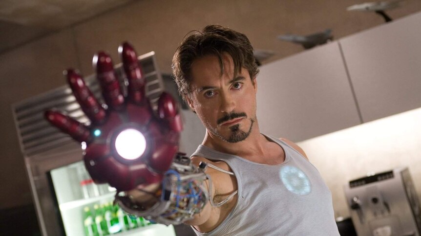 Film still  of Robert Downey Jr is Tony Stark in the film Iron Man