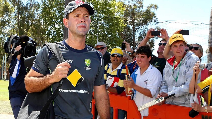Big day... a crowd was assembled to watch Ricky Ponting warm up in the nets this morning.