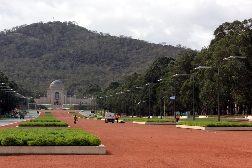 Anzac Parade in Campbell, looking towards the Australian War Memorial.