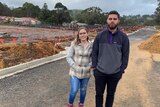 Brooke and Erik stand in front of their block in Kangarilla, South Australia.