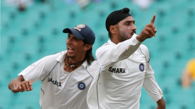 Harbhajan Singh of India (r) is facing a three-match ban for alleged racial abuse.
