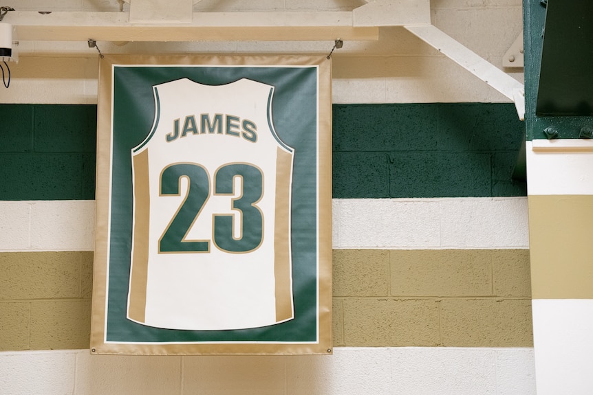LeBron's retired jersey.