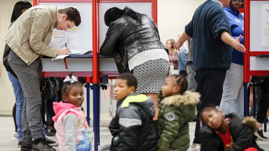 Voters go to the polls during early voting in Cincinnati.