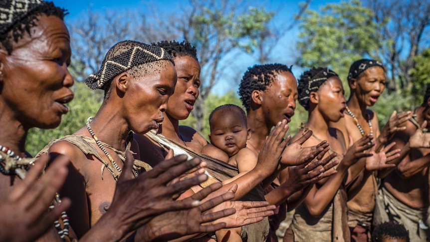 The San People of Namibia perform traditional song and dance