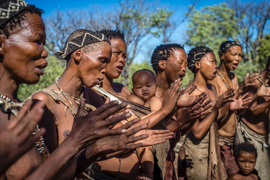 The San People of Namibia perform traditional song and dance