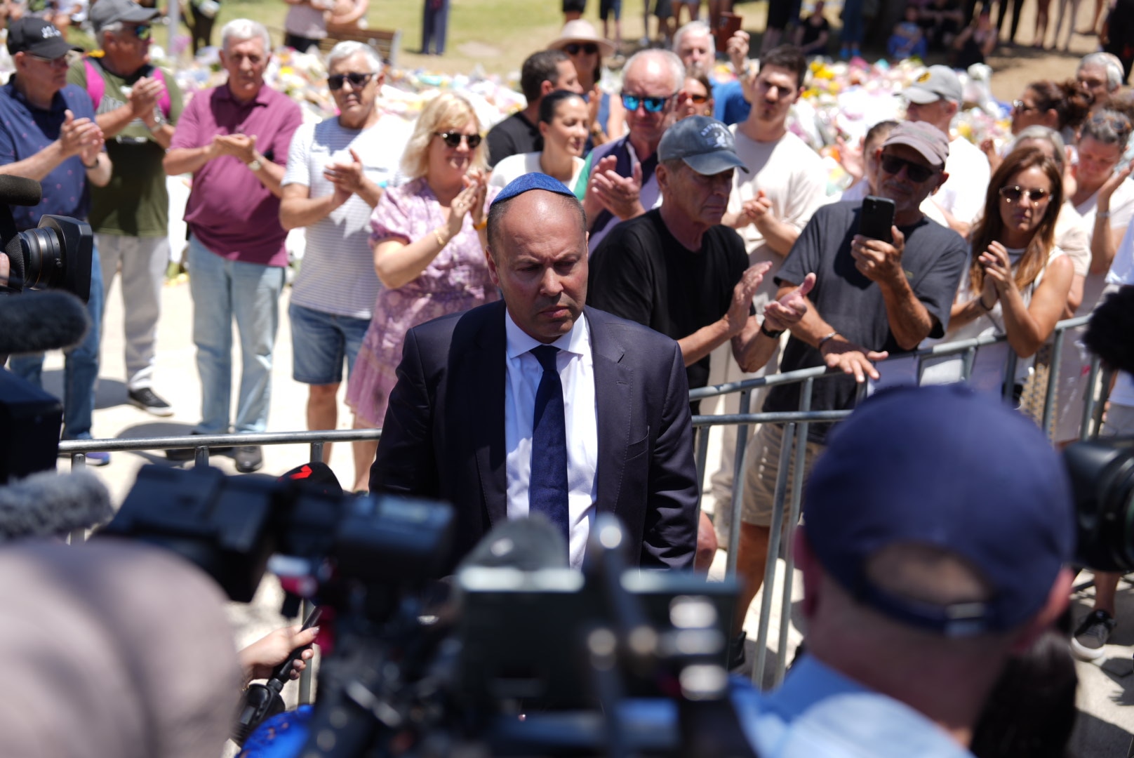 Joshua Frydenburg speaks to media at the Bondi Pavilion. 