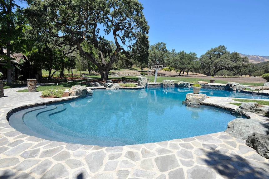 A general view of a swimming pool at Michael Jackson's Neverland Ranch