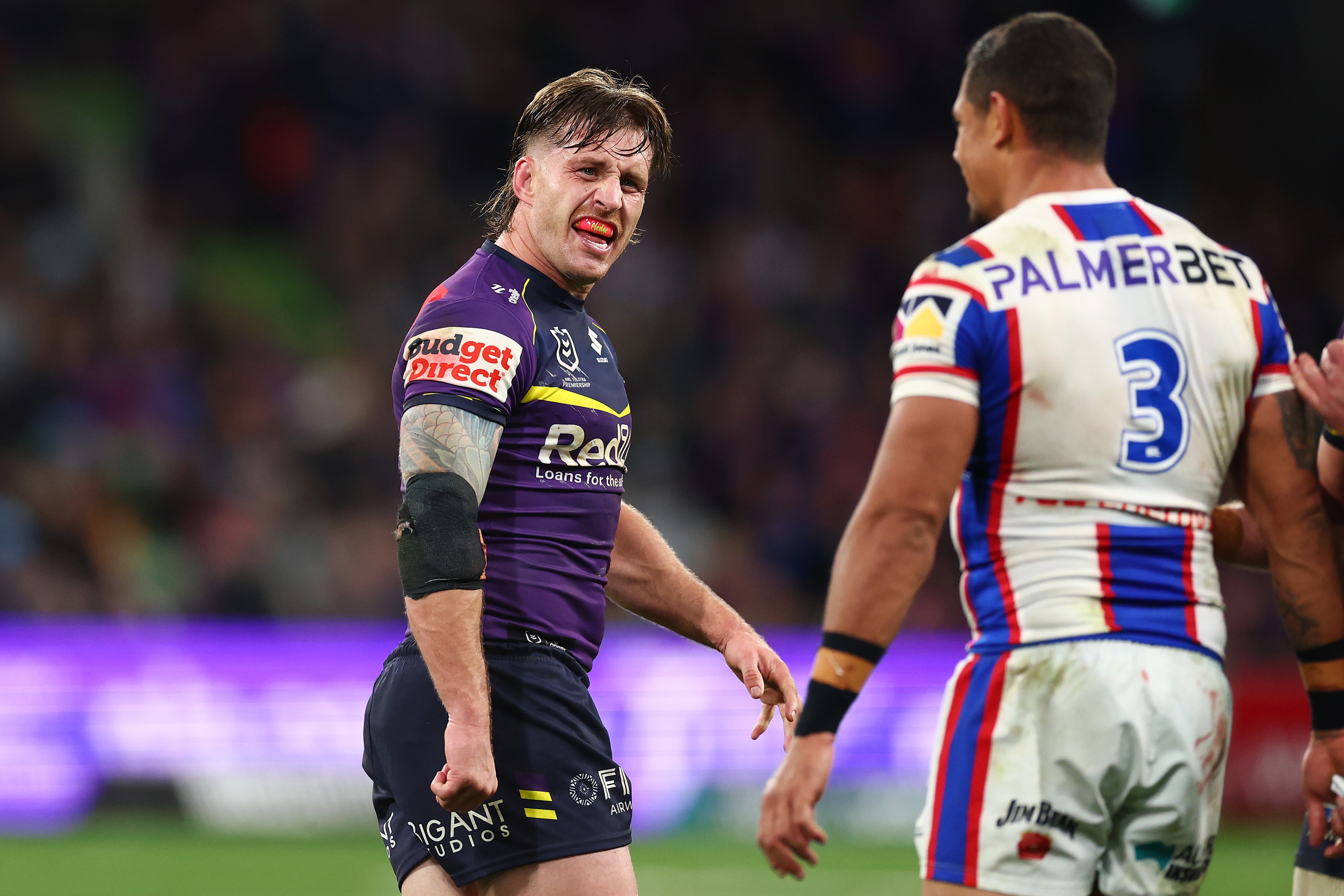 Cameron Munster yells at an opponent during a match 