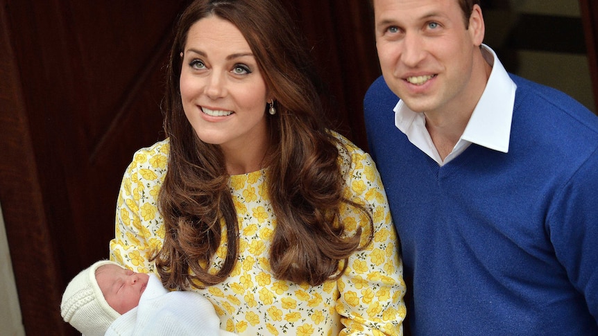 Duchess and Duke of Cambridge with new baby daughter outside hospital