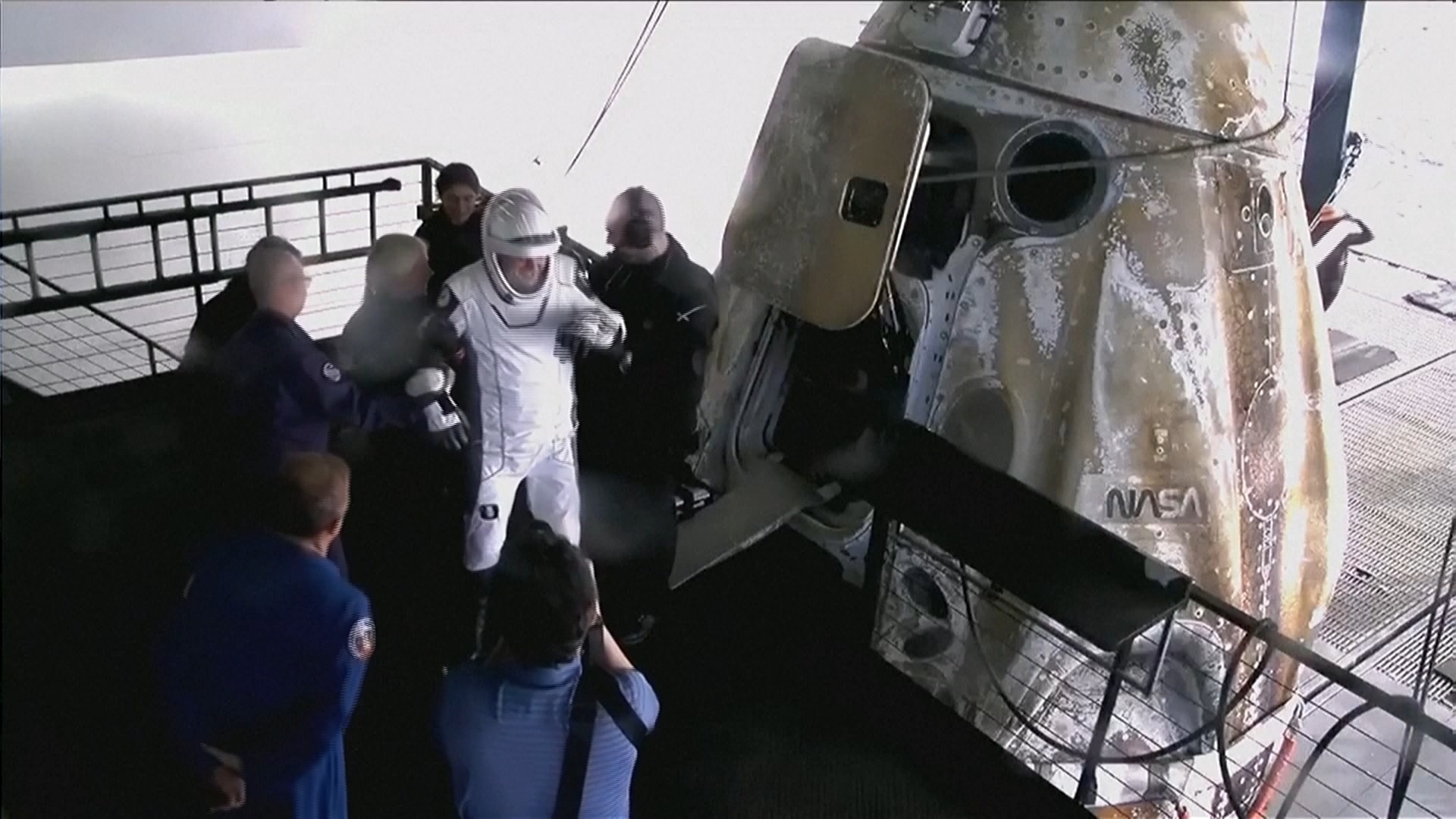 NASA's SpaceX crew 12 steps out of space capsule - ABC News