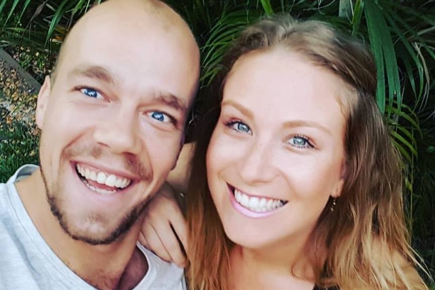 Chris and Rachel Bragg standing in a garden smiling in a selfie