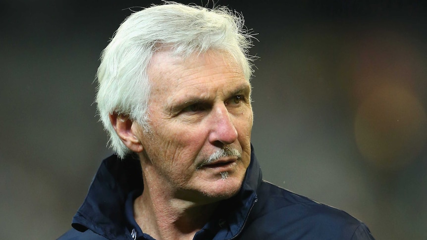 Carlton coach Mick Malthouse watches the Blues lose to Collingwood