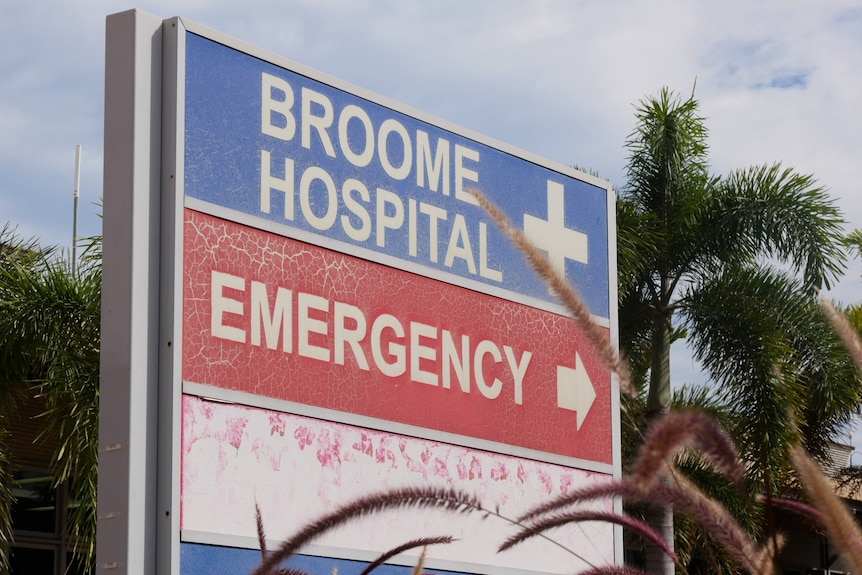 Broome Hospital emergency signage outside. 