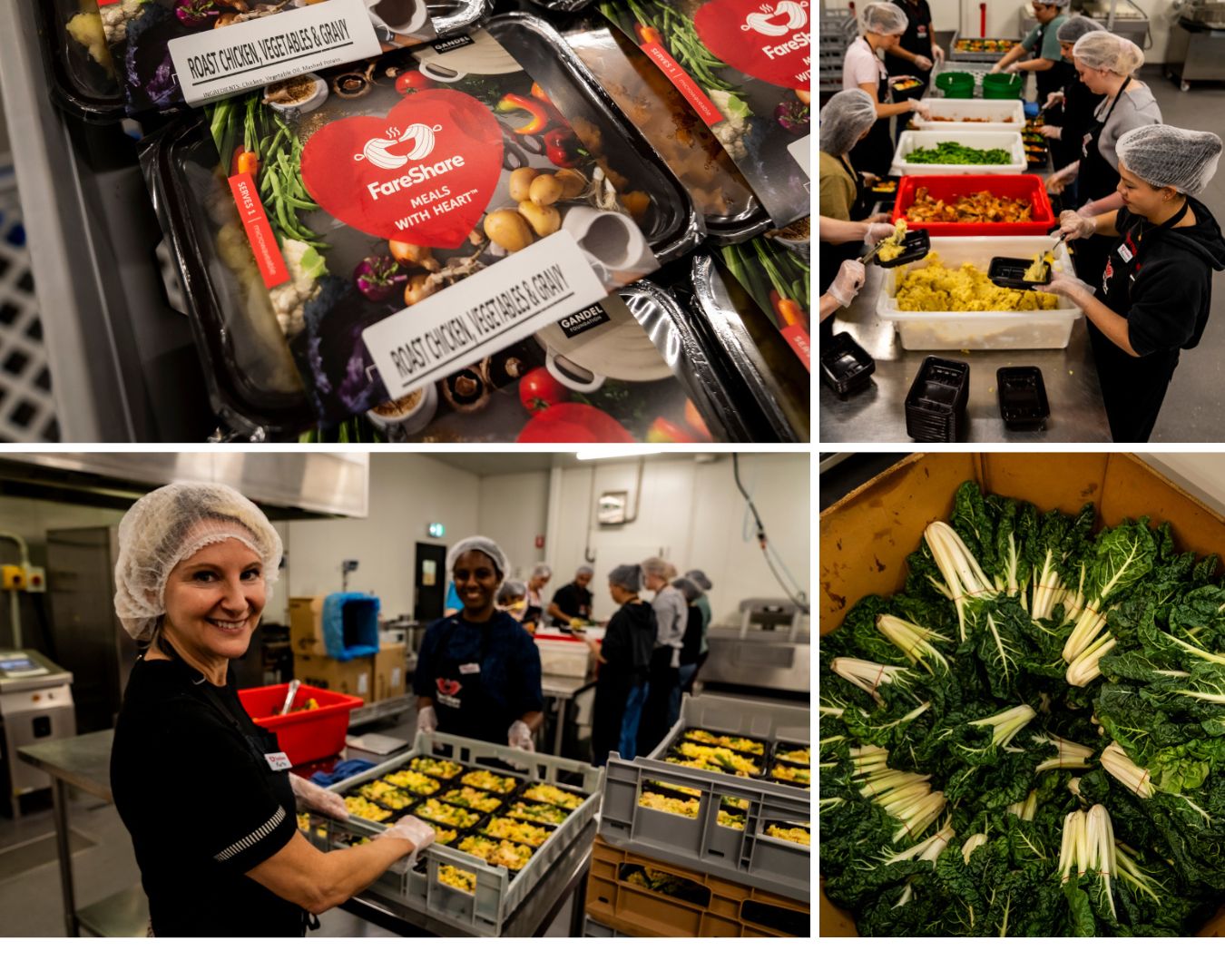 Collage of people preparing meals with fresh produce