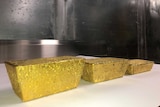 Gold bars at a gold mine