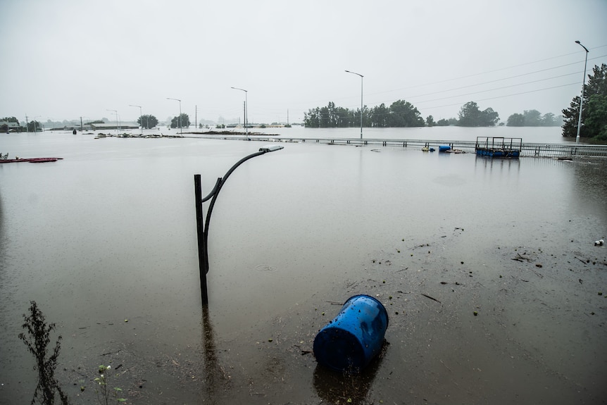 A bridge covered in water.