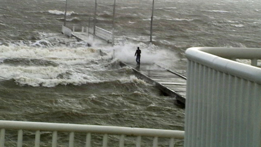 The jetty was awash