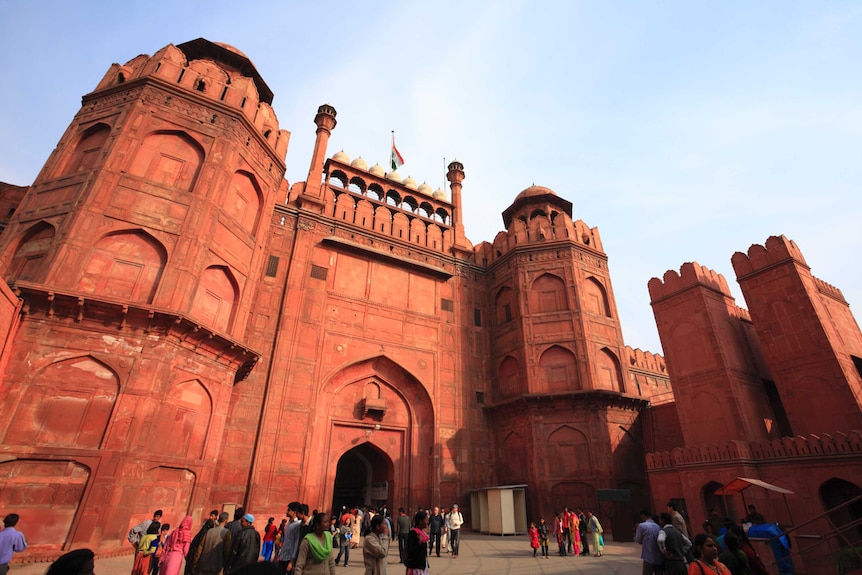 People Walking into Delhi's Red Fort