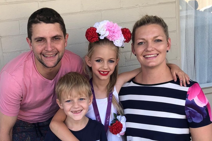 Michael Hackett pictured with his wife Lee, son Max, 6, and daughter Ruby, 8.