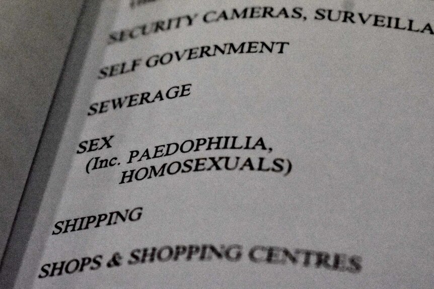 The index for paedophilia is next to homosexuals in the NT Library archives.