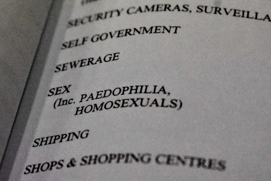 The index for paedophilia is next to homosexuals in the NT Library archives.