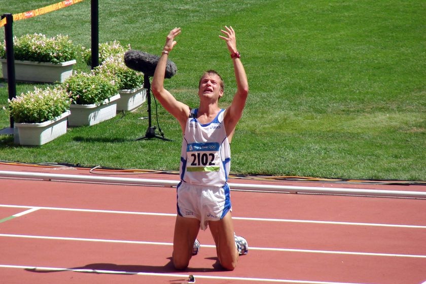 Winner of the men's 50km walk, Italy's Alex Schwazer