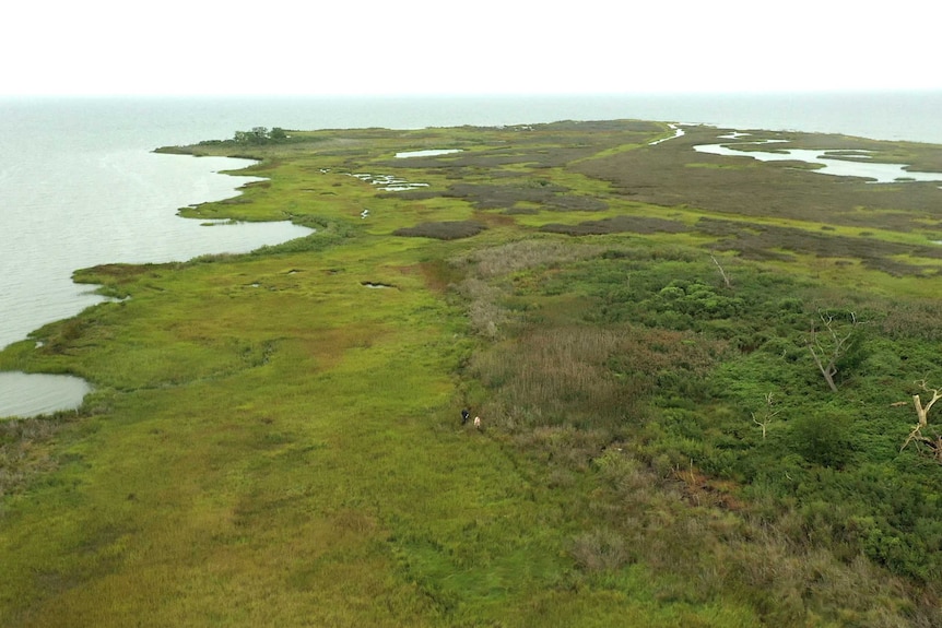 A small island shot by a drone