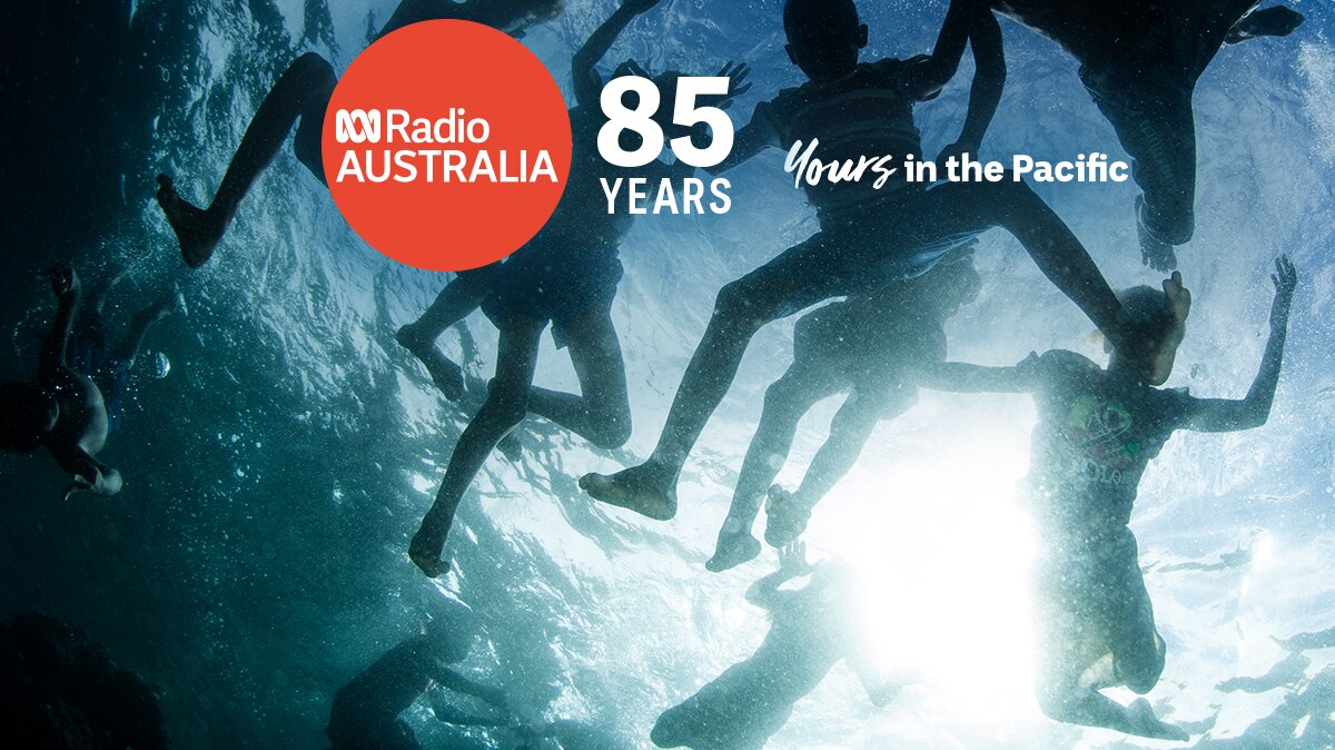 Text within a red circle says 'ABC Radio Australia'. Next to it, white text says 85 Years.