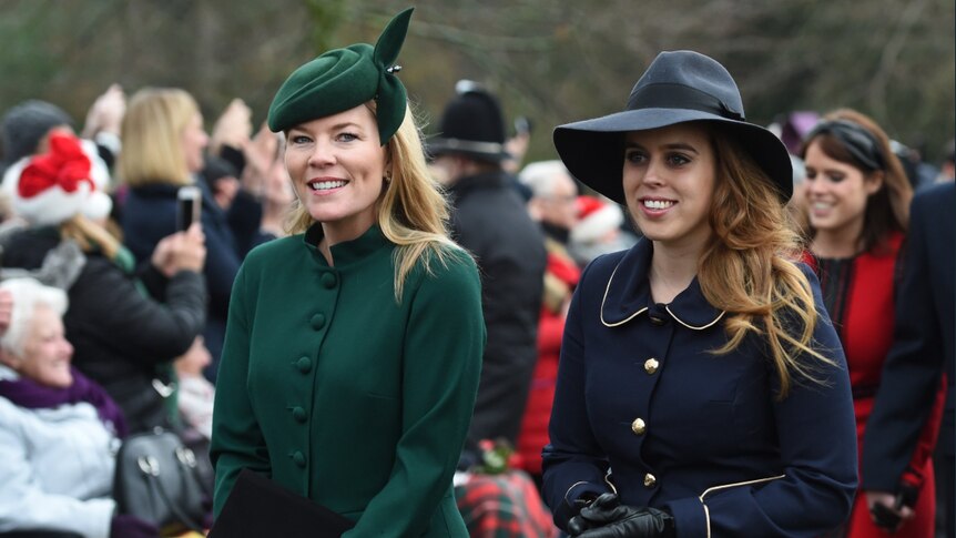 Autumn Phillips and Princess Beatrice attend the church service at Sandringham.