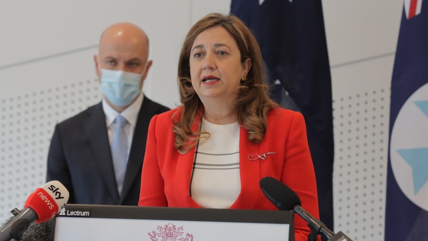 Queensland Premier Annastacia Palaszczuk with Chief Health Officer at COVID-19 press conference