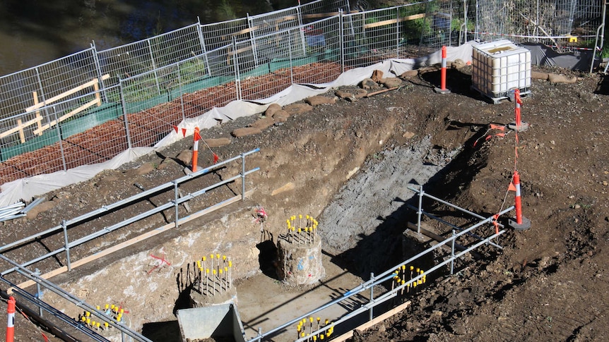 A construction site as part of widening works for the Chandler Highway in Melbourne's east.