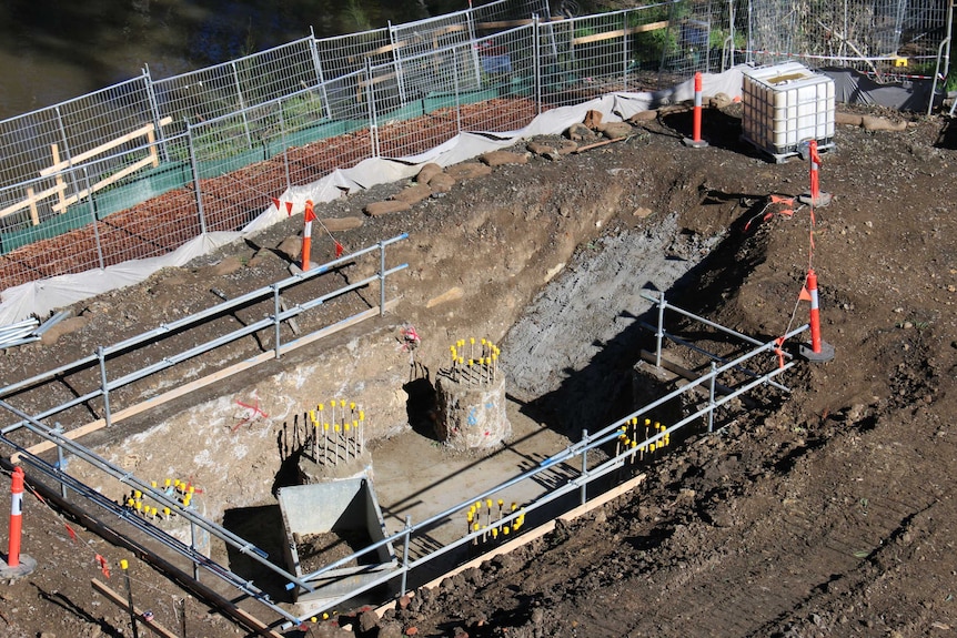 A construction site as part of widening works for the Chandler Highway in Melbourne's east.