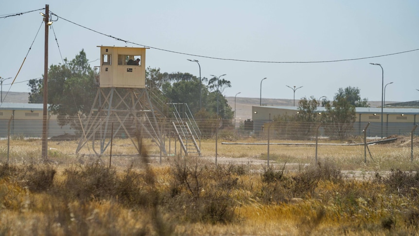 A military base fenced with barbed wire 