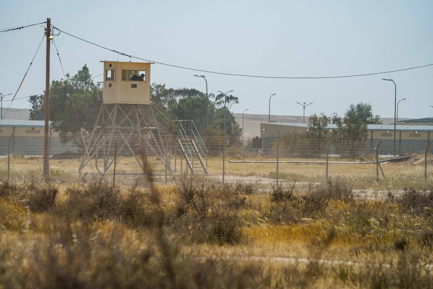 A military base fenced with barbed wire 