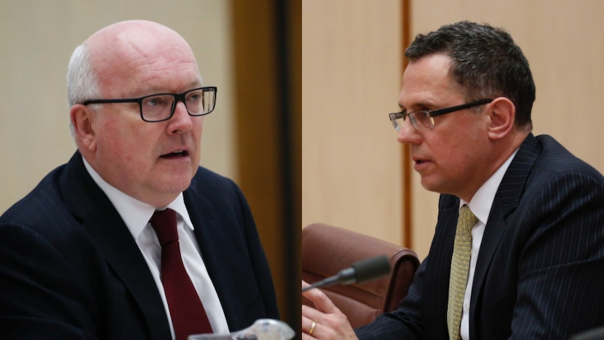 Composite of George Brandis and Justin Gleeson