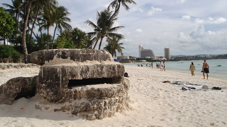 A World War 2 bunker on the beach at Guam