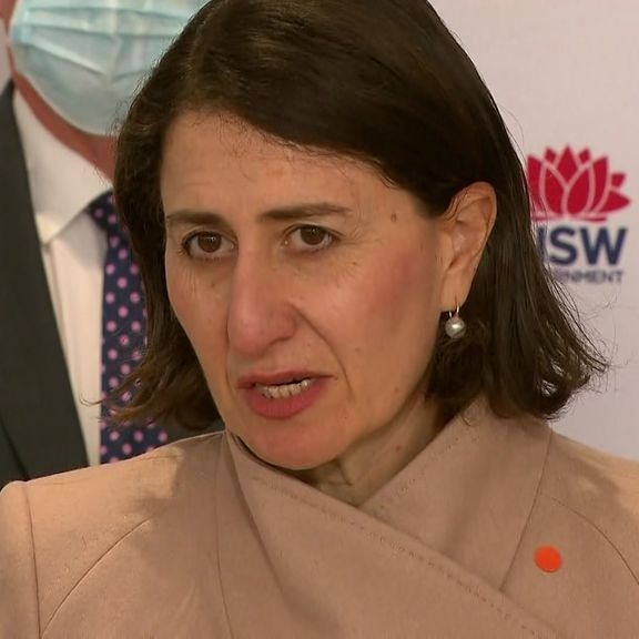 New South Wales Premier Gladys Berejiklian speaking at a press conference about coronavirus.