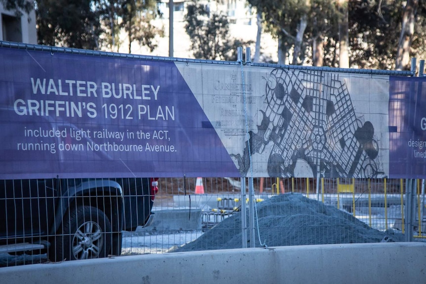 A promotional sign for Canberra's light rail.