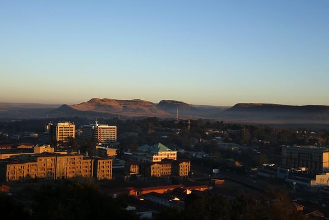 A general view of buildings is seen in the capital Maseru, Lesotho.