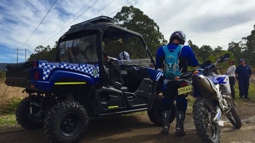 Police use all-terrain vehicles in the search for missing man, Christopher Daunt.