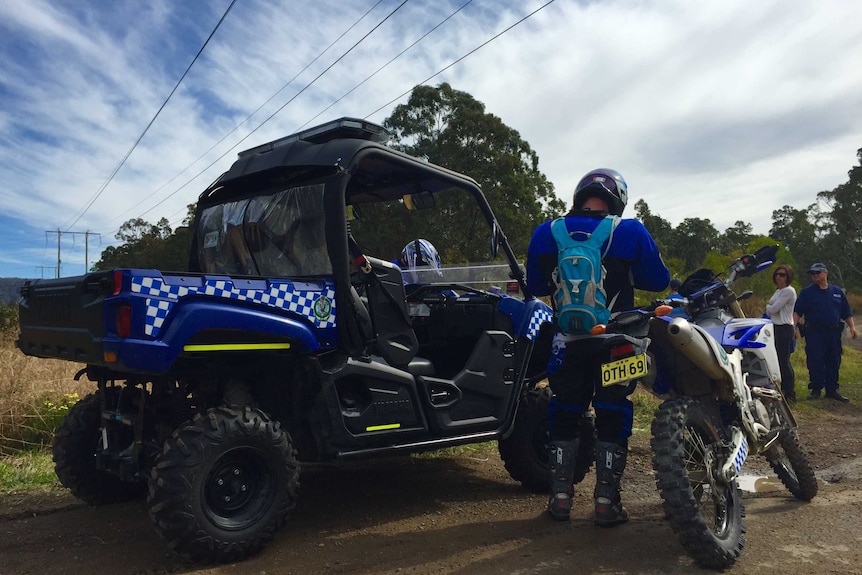 Police use all-terrain vehicles in the search for missing man, Christopher Daunt.