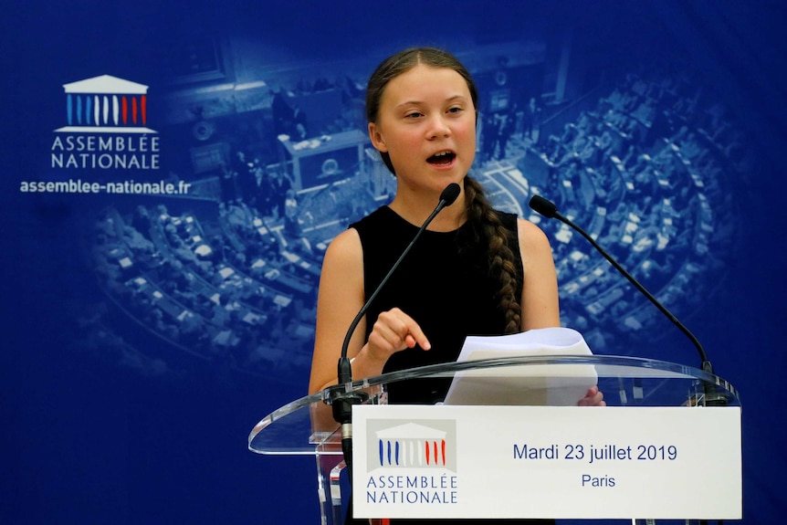 Greta Thunberg delivers speech at National Assembly in Paris